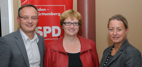 Andreas Stoch MdL, Anette Kramme MdB, Bundestagskandidatin Claudia Sünder